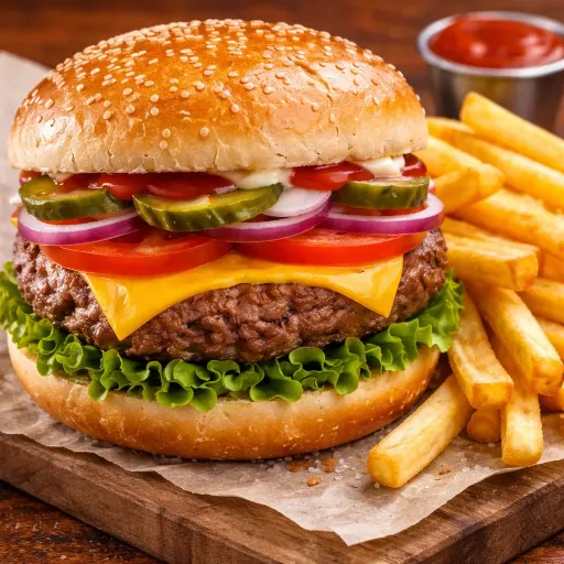 Hamburguesa de Res+ papas Fritas