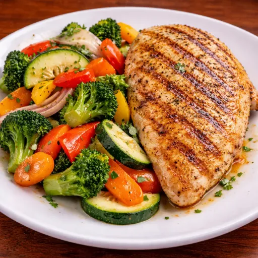 Pechuga a la Plancha con Vegetales Salteados